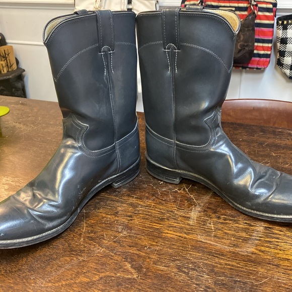 Men’s grey leather cowboy boots - Picture 5 of 6